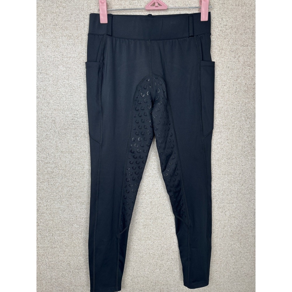 FitsT4 Womens Full Seat Silicone Grip Riding Tights Size S Black Pockets